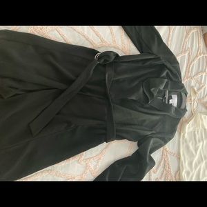 Bar lll 3/4 black dressy trench coat with belt.